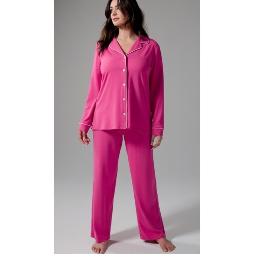 Soma Cool Nights Pink Long Sleeve Pajama Set Medium M